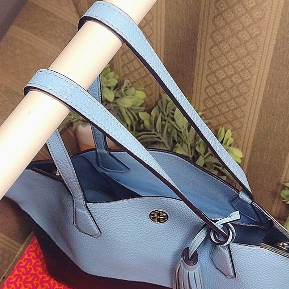 Tory Burch Perry Color Block Tote with Tassel - Picture 14 of 16